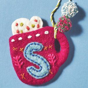 Anthropologie Snow Day Monogram Felted Christmas Ornament - Letter S